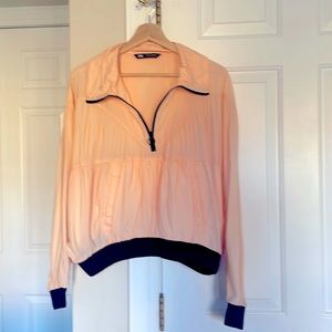 *NWOT* Zara Lightweight Peach Half Zip Pullover Wind Breaker Jacket Size S